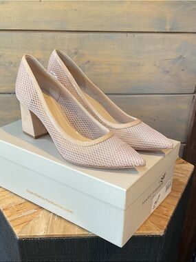 Marc Fisher Blush Mesh Pointed Block Heel Pumps